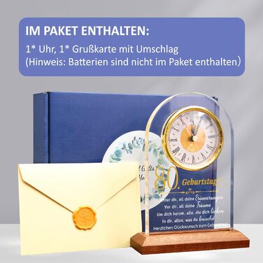OkiyiD 80th Birthday Gifts for Women, Special Birthday Gift - Quartz Table Clock, Cool Gift Ideas, Decoration for Couples, Parents, Grandparents (80th Birthday)