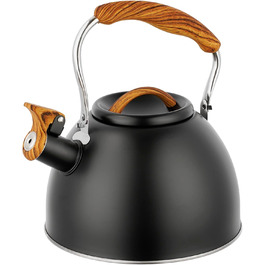 Чайник для плити 3л з нержавіючої сталі з дерев'яною ручкою, з свистком, для газових, індукційних та електричних плит
