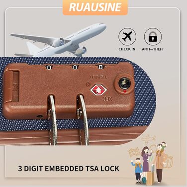 Чохол-валіза ручної поклажі з жорстким корпусом та 4 обертовими колесами, з TSA-замком (Сріблястий, 20 дюймів) (Синій, 20 дюймів)