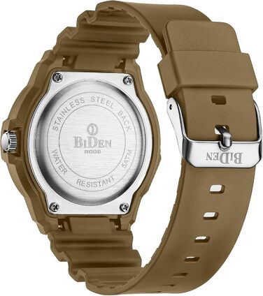 HANPOSH чоловічий годинник: аналоговий кварцовий годинник для чоловіків з датою, водонепроникний 50M, стильний дизайн, силіконовий ремінець (06- Khaki Schwarz)