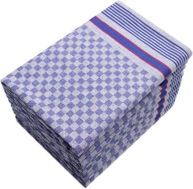 ZOLLNER 10-Piece Dishcloth Set, 50x100 cm, Cotton, Blue Checkered