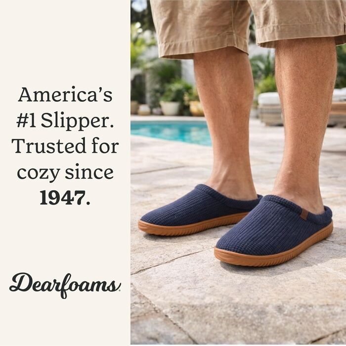 Чоловічі тапочки-клоги Dearfoams Case Casual, темно-синій (44.5/45.5 EU)