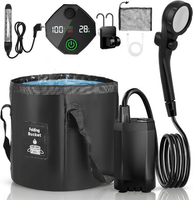 Портативний душ Campingdusche з акумулятором 6000 mAh, насосом та шлангом 200 см для кемпінгу, саду, авто, тварин, пляжу та подорожей