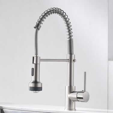 Кухонний змішувач AIMADI висувний, високотискний, з 2 режимами (струя та розпилення), поворотний на 360°, однорідний, для кухонної мийки (з нержавіючої сталі)