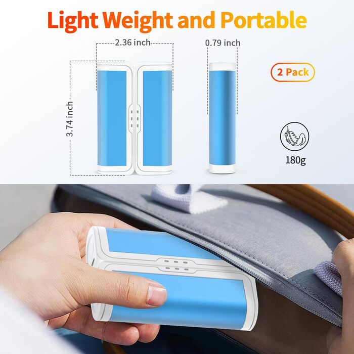 Електричні грілки для рук 2 шт. - багаторазові, USB, з 3 режимами нагріву, для дітей та жінок (блакитні)