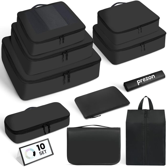 Органайзери для валізи Prezon - набір 8 шт., легкі, чорні