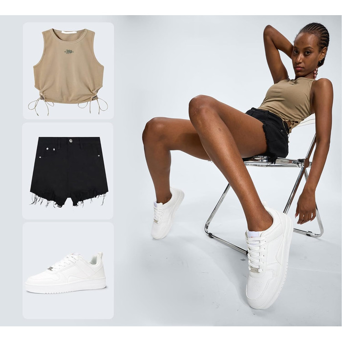 Жіночі кросівки LUCKY STEP з блискучими стразами, шкіряні низькі кросівки на шнурівці, зручні кросівки для ходьби, білі, 37 EU