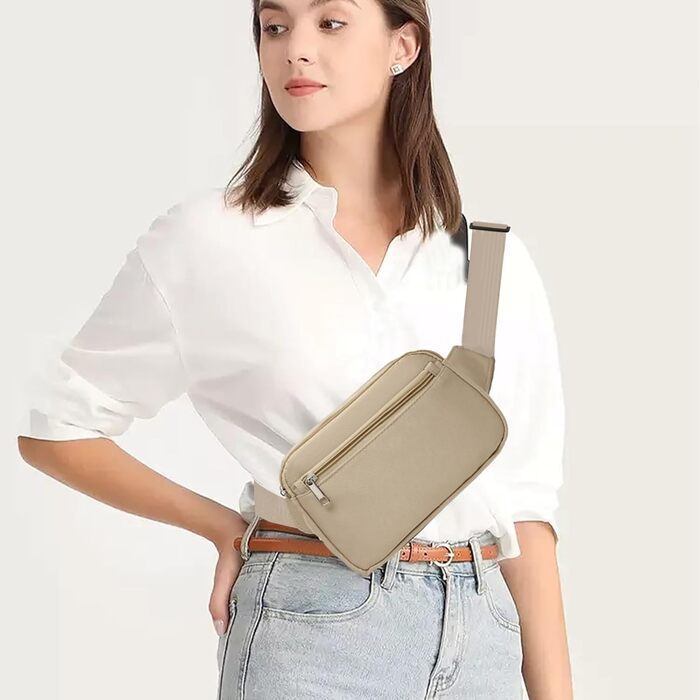 Гірчична поясна сумка для жінок та чоловіків з натуральної вовни та нейлону. Спортивна, для бігу, подорожей, з регульованим ремінцем та блискавкою. Містка для телефону та інших речей.