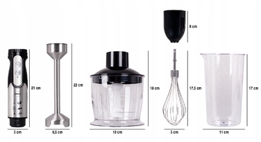 Мультифункціональний занурювальний блендер-подрібнювач Eldom BL250, потужний, 800 Вт, набір