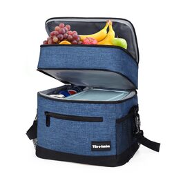 Термосумка-ланчбокс Kato Tirrinia 17L для чоловіків, виготовлена з вишуканого темно-синього матеріалу. Ідеальна для роботи, фітнесу, школи та пікніків. Зручний регульований ремінь, витримує витоки, компактно складається.