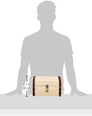 Glorex 6 2003 350 - Treasure chest with lock made of pine wood, approximately 27 x 18 x 20 cm in size, FSC Mix, natural treasure chest for painting, decorating, and embellishing