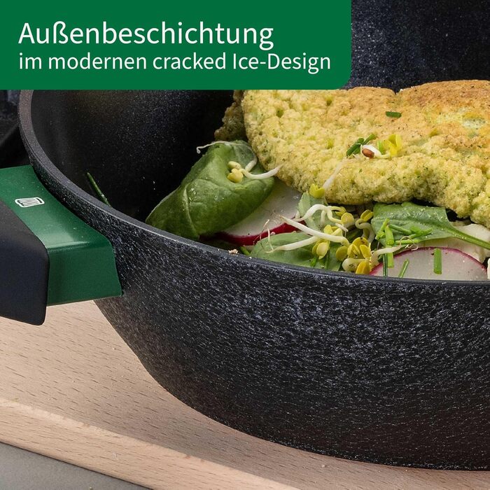 Grill-сковорода FACKELMANN Chefkoch Hamburg керамічна 28 см з антипригарним покриттям, з переробленого алюмінію, для всіх видів плит та духовки