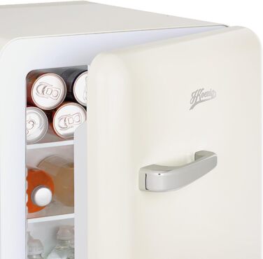 Міні-холодильник H.Koenig Mini Bar Vintage 31L - компактний, для їжі, напоїв, косметики, регульована температура, кремовий