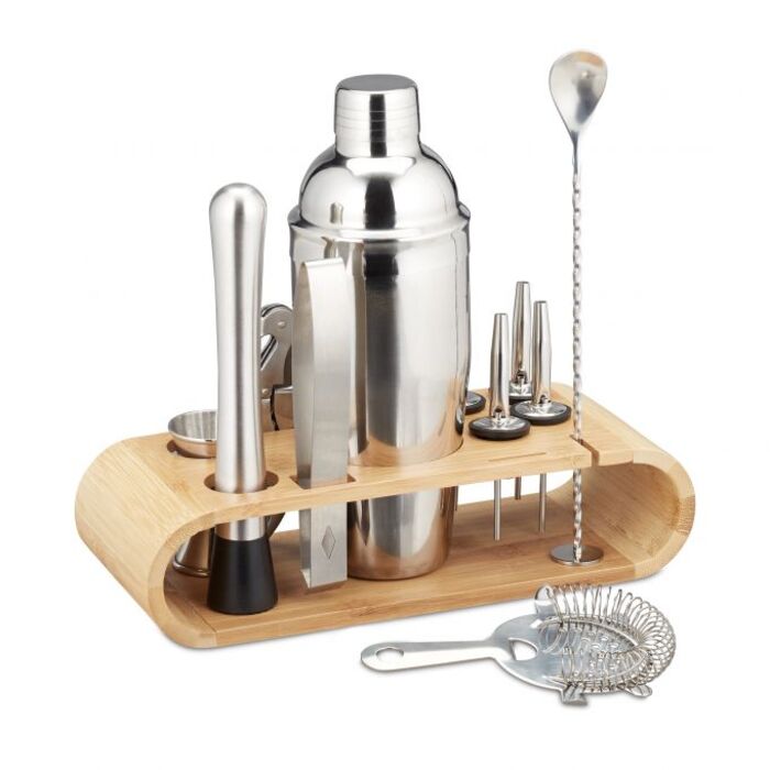 Relaxdays 11-Piece Cocktail Set, Stainless Steel