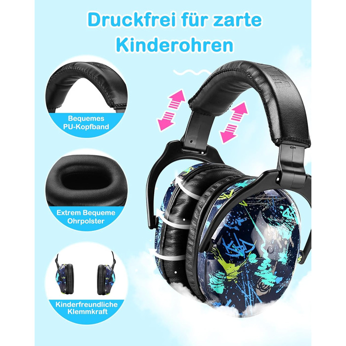Навушники шумоізоляційні дитячі ZOHAN 030, 3-18 років, для дітей з аутизмом, для школи та концертів, регульовані