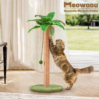 84 cm Scratching Posts Cute Cat Scratcher Kitten Scratch Tree with Sisal Rope for Indoor Cats Palm Cat Scratching Tree with Dangling Balls for Small Cats