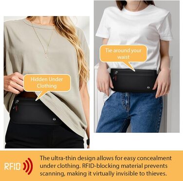 Чоловіча/жіноча поясна сумка DiULi, чорна, з RFID захистом, для подорожей, спорту та активного відпочинку