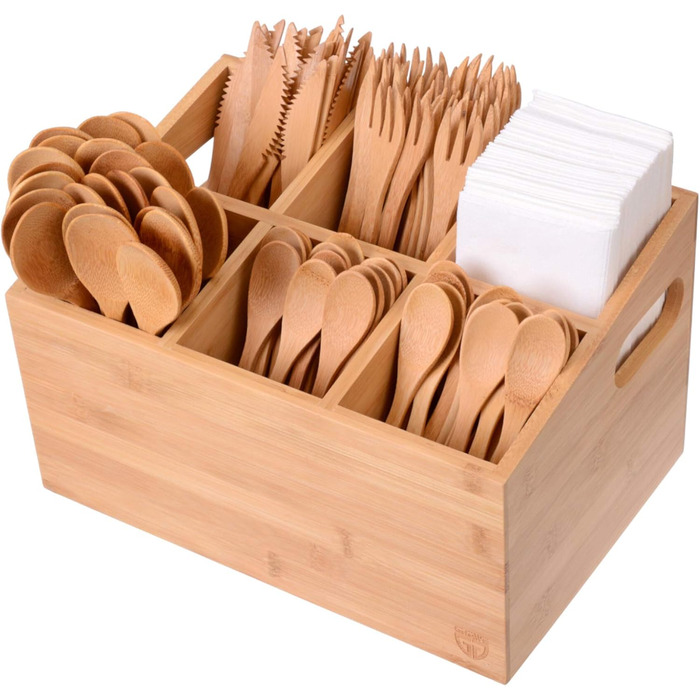 GRÄWE Bamboo Cutlery Holder with 6 Compartments
