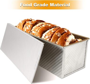 JMIATRY Large Pullman Loaf Pan with Lid, 1000 g, Non-Stick Loaf Pan for Baking, 34 x 13.5 x 12 cm, Aluminum Alloy Bread Pan, Loaf Pan for Baking