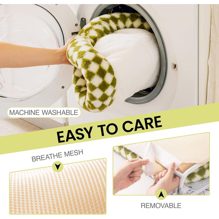 EWOOFUN Large Cat Hammock Hanging Bed for Window - Detachable Thick Cover - Foldable, Stable, 4 Strong Suction Cups, Holds 18kg (White), (Green, L)