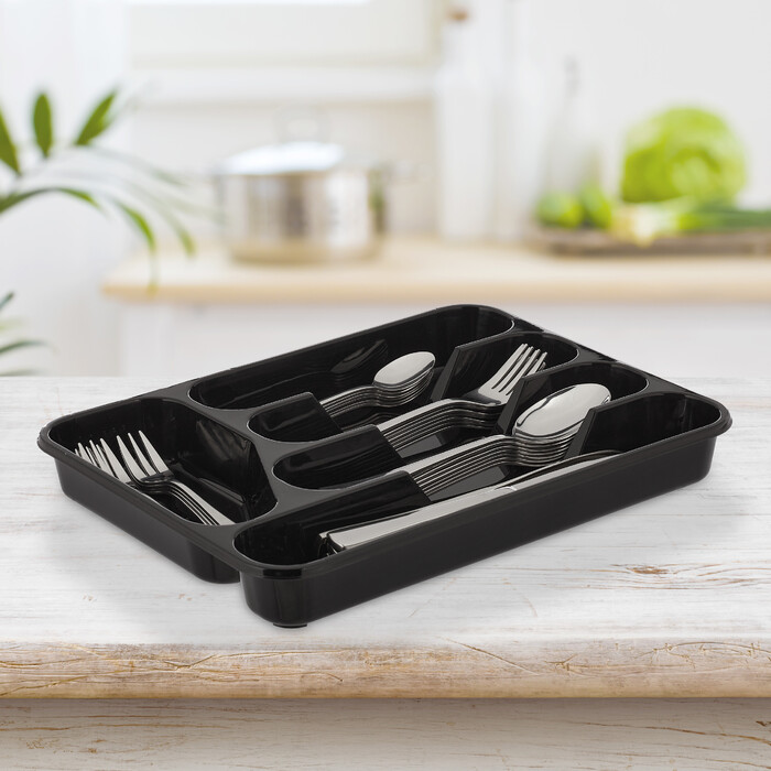 Relaxdays Black Cutlery Box - Set of 2