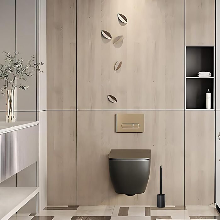 Силіконова щітка для унітазу Klobürste з нержавіючої сталі, чорна матова, з швидковисихним тримачем та 2 змінними насадками