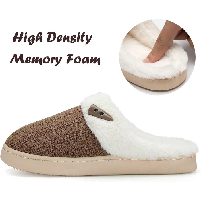 Домашні тапочки для жінок NineCiFun з меморі-піною, пухнасті, для дому та вулиці, антиковзкі, з теплим плюшевим підкладкою, сірі (світло-сірі) (38/39 EU, Коричневий)