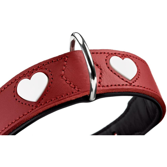 Нашийник для собак HUNTER Love, червоно-чорний, з м'якої шкіри, ручної роботи, розмір 42