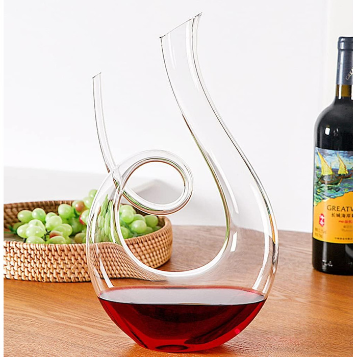 Wine Carafe - 100% Lead-Free Crystal Glass Wine Carafe Hand-Blown Red Wine Decanter Carafe (Spiral)