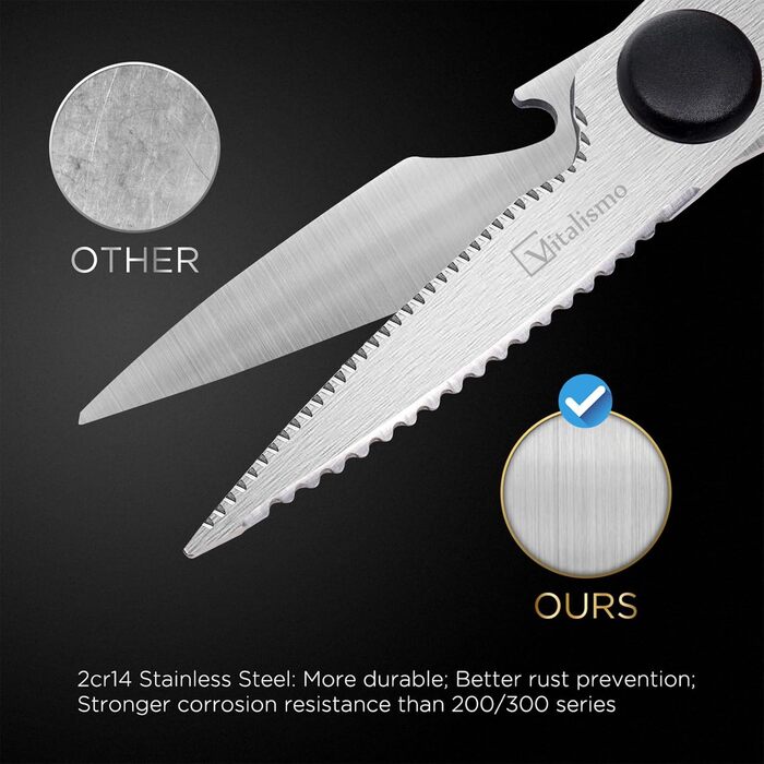 Універсальні кухонні ножиці 21 см з нержавіючої сталі, для риби, птиці, горіхів, з захистом леза, миючі в посудомийній машині, для лівшів, червоні