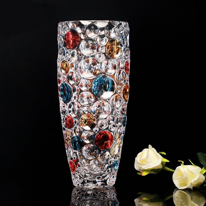 Ручна ваза з кришталевого скла з золотим візерунком, 30 см. Сучасна ваза для дому, весілля