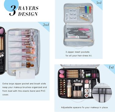 Cosmetic Bag Large Travel Make up Bag Toiletry Bag Cosmetic Suitcase Wash Bag Makeup Bag Beauty Case Travel Luggage, (Marble)