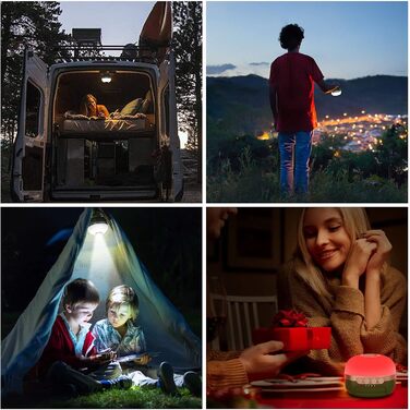Camping Lamp with RGB Color Changing, LED Camping Lantern with 5200mAh USB Rechargeable, 6 Brightness Modes & Built-in Strong Magnet, Steplessly Dimmable Camping Lamp emergency kit for Hiking, Outdoors