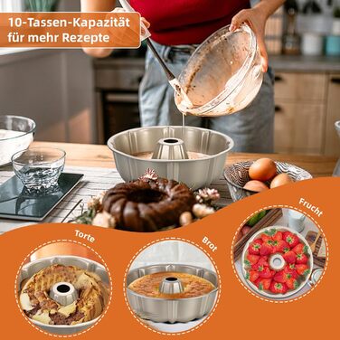 Форма для кексів Onader Gugelhupfform, 25.5 см, з антипригарним покриттям, з нержавіючої сталі, для випікання кексів, хліба, тортів. Золотий колір