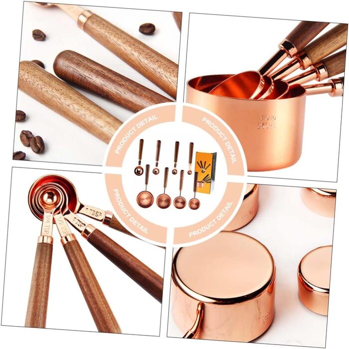 1 Backing Tools, Wiggle Spoon, Measuring Spoon, Mini Salt, Kitchen Accessories, Fruit Measuring Cup, Stainless Steel, Milk Powder Spoon, Graduated Cups, Stainless Steel, Metal, Walnut