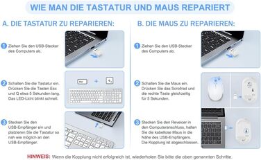 Бездротовий комплект клавіатури та миші Seenda SK38-3 Ultra-Dünne, Ергономічна клавіатура з захистом від пилу, DE QWERTZ, Чорний/Зелений