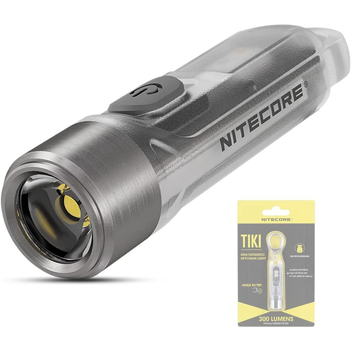 Ліхтарик-брелок Nitecore TIKI, міні, акумуляторний, 300 люмен, UV-світло, надяскравий