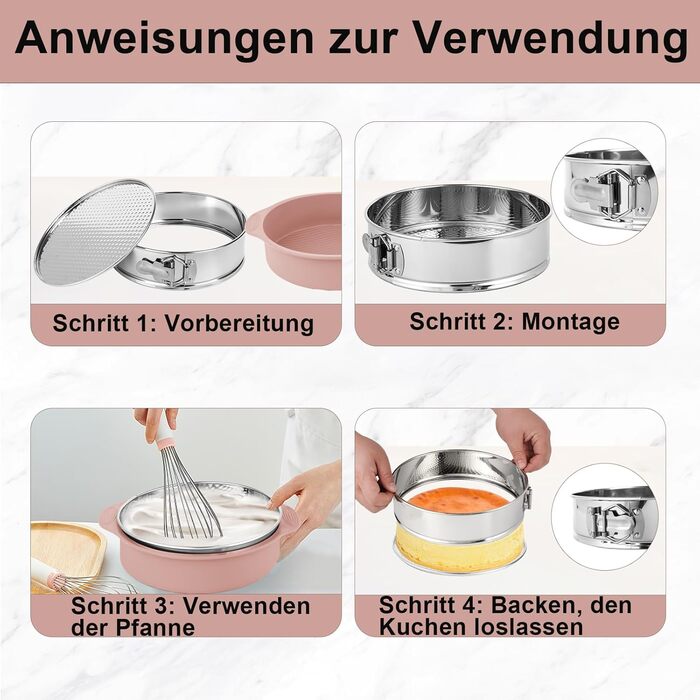 Форма для випічки Hikaproligt з нержавіючої сталі, Ø 26 см, кругла, з антипригарним покриттям та захистом від протікання, знімний дно, для чізкейків та тортів