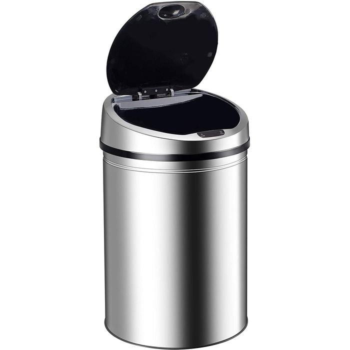 Сміттєве відро Ribelli з датчиком, 30 літрів, хром. Автоматичне відкриття/закриття, LED-індикатор, знімний кришка, Klemmring для пакетів
