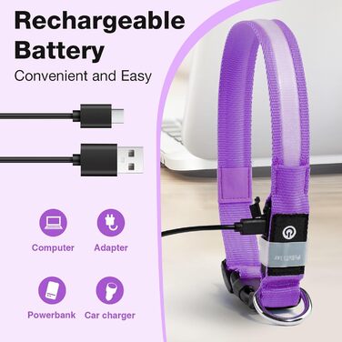 Світлодіодне нашийник для собак Leuchthalsband, водонепроникний, 7 кольорів, регульований, для малих та великих собак, блакитний (Lila, S)