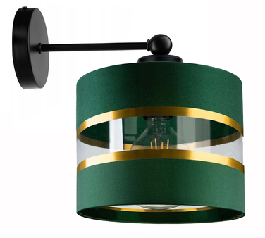 Настінний світильник-бра E27 з зеленим смугастим абажуром, 20 см