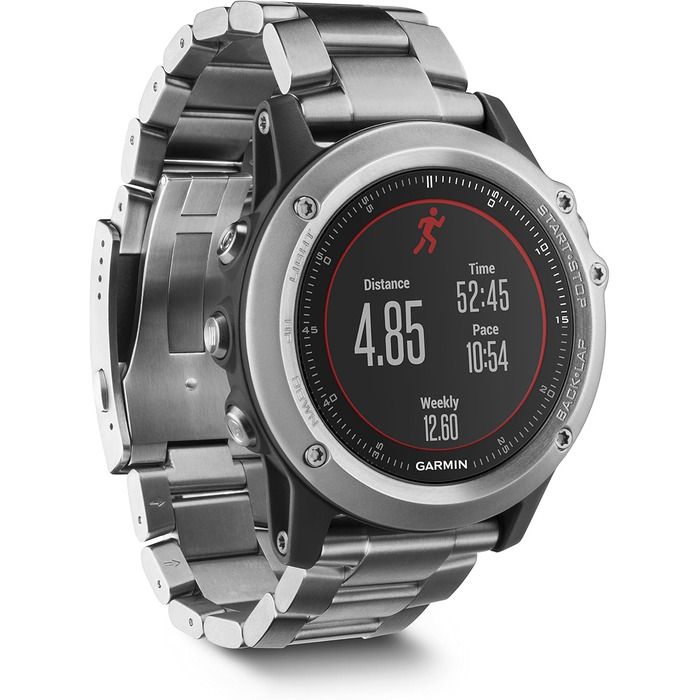 Годинник Garmin Fenix 3 GPS Multisport з навігацією та спортивними функціями (Мінеральне скло, Срібло з титановим браслетом, 1.2 дюйми)