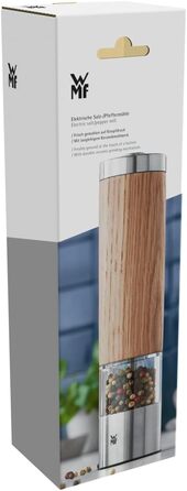 Електричний млинок для солі та перцю WMF Ceramill, 21,5 см, нержавіюча сталь Cromargan, керамічний механізм, дуб