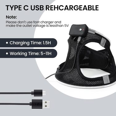 Світлодіодне обіднє намисто для собак PcEoTllar з LED підсвічуванням, перезаряджуване, світловідбиваюче, для дрібних та середніх собак, дихаюче, рожеве (3 режими) (S, чорний (9 режимів))