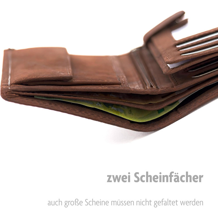 Fa. Volmer® Leather Wallet made from genuine buffalo leather | Large Wallet for Men & Women | RFID protection tested by TÜV in Brown (Iron) color