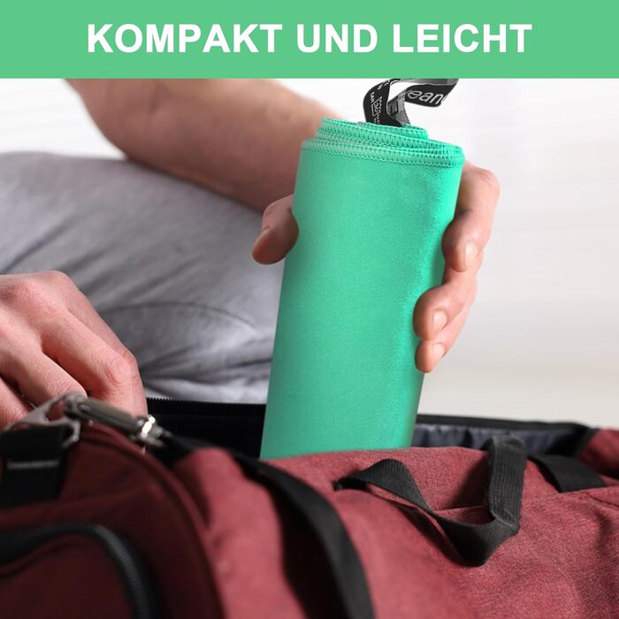 Набір рушників з мікрофібри, швидковисихаючі, 3 шт. (180x90см, 80x40см, 50x30см), для подорожей, спорту, пляжу (світло-зелений)