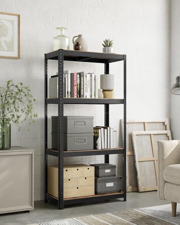 SONGMICS 4-Tier Adjustable Stand/Book/Storage Shelf - Vintage Brown & Black