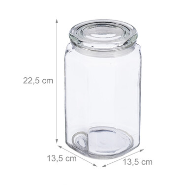 Relaxdays Set of 6 Storage Jars with Lids, 2400 ml