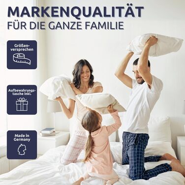 Clemens Down Pillow 80x80 cm Medium Firmness (1800g) High-Quality European Feathers 85% & Down 15% Made in Germany, Popular Pillow for Back & Side Sleepers - Down Feather Pillow Stabilizing Medium Firmness 80 x 80 cm