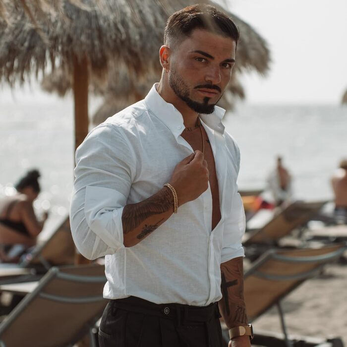 Браслет чоловічий SERASAR з нержавіючої сталі 316L, вологостійкий, надійний замок, 3 кольори, у подарунковій коробці (17см, Cuban, Gold)